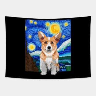 Corgi Dog Lover Starry Night Dog Corgi van gogh Tapestry