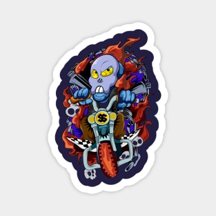 Dope skull rider on fire illustration Magnet