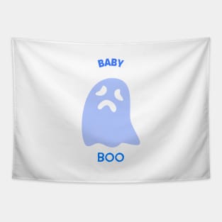 BABY BOO Cute Blue Ghost Halloween Trick or Treat Boy Gender Reveal Spooky Costume Tapestry