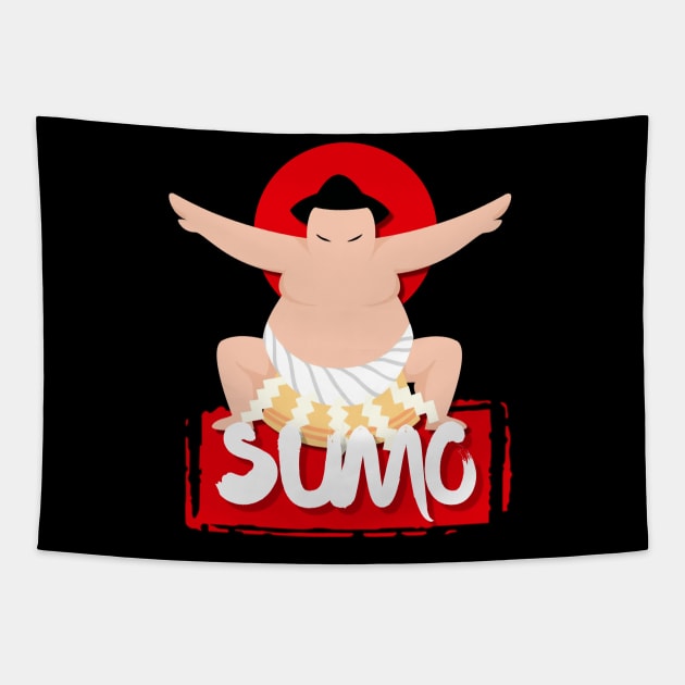 Sumo Showdown: Cartoon Sumo Wrestler Tapestry by Pieartscreation
