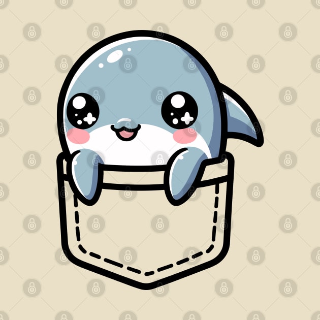 Baby Dolphin in Pocket Cute Kawaii Sea Animal Peeking by Cuteness Klub