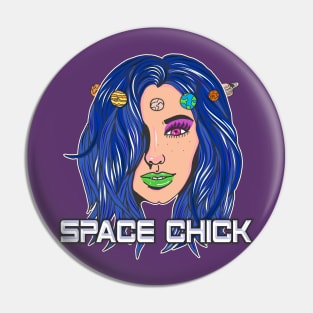 Space Chick Alien Planet Orbit Pin