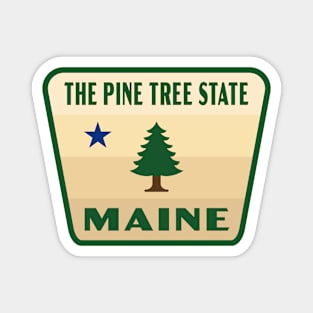 The Pine Tree State Maine Retro Pine Tree Badge (Tan) Magnet