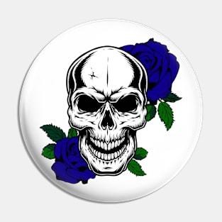 SKULL WITH BLUE ROSE 01 Pin