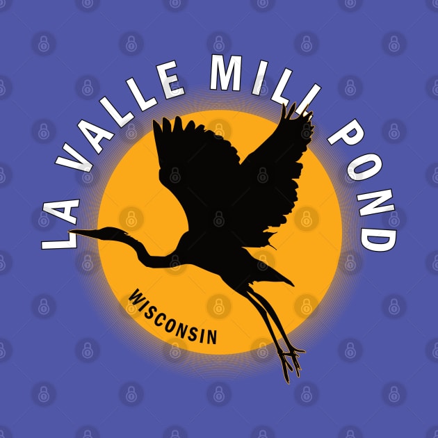 La Valle Mill Pond in Wisconsin Heron Sunrise by BirdsEyeWorks