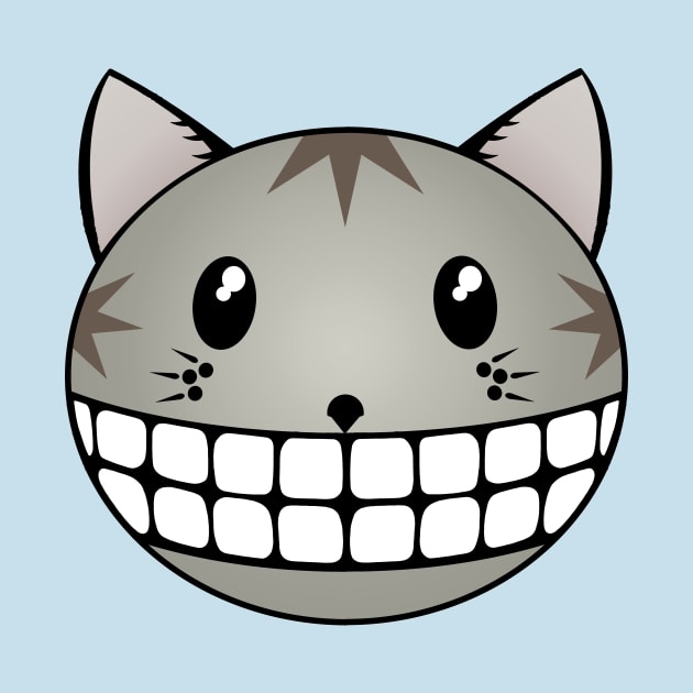 Cheshire Grey Tabby Cat Smile by RawSunArt