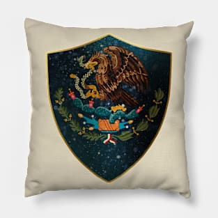 Mexico Coat of Arms and Starry Nights Shield Pillow