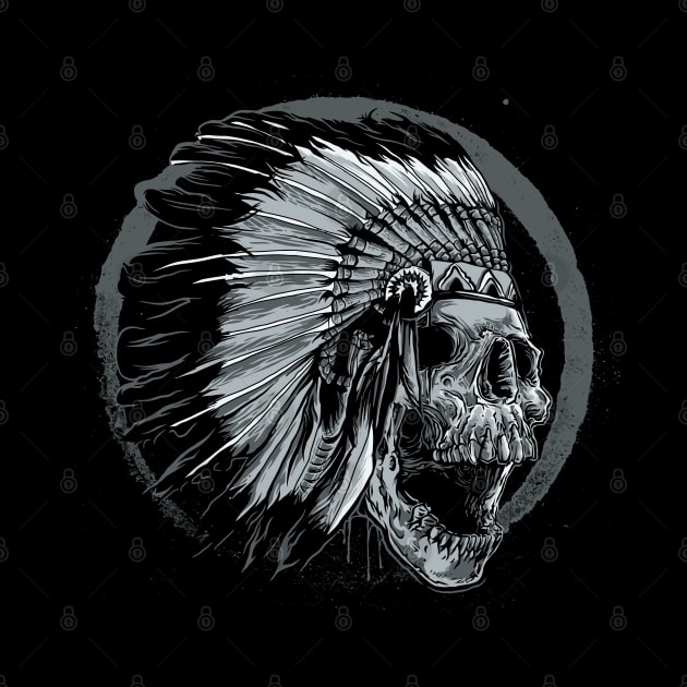 Native American Skull with Headdress by Jarecrow 