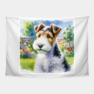 Watercolor Wire Fox Terrier Puppies - Cute Puppy Tapestry