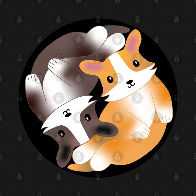 Kawaii Aesthetic Yin Yang Corgi Balance Symbol by YourGoods