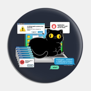 Cat on Laptop Glitch Pin