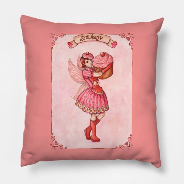 Strawberry - Cupcake Fairy Collection Pillow by MandasMysteries