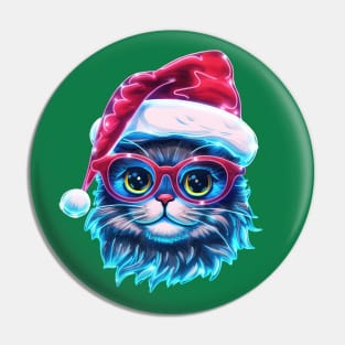 Neon  Christmas Cat Holiday Art Pin