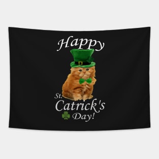 St. Patrick's Day Irish Ginger Cat With A Hat And Bow Tie Tapestry