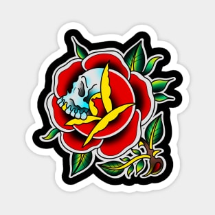 Traditional Skull & Rose Magnet