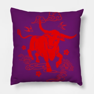 Chinese Year of the Ox in Red Pillow