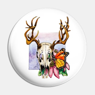 Deer Skull & Butterfly Pin