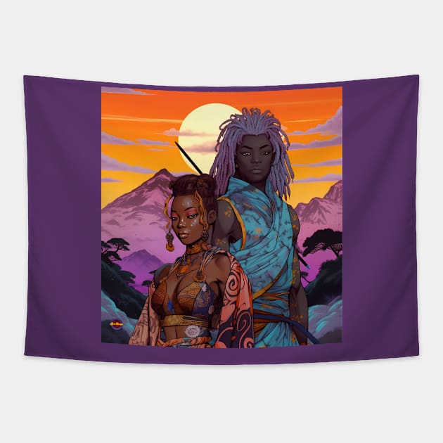 Naija Couple Tapestry by Afro-Manga