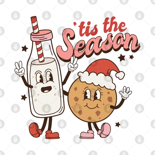 Retro Christmas Tis the Season Milk and Cookies by Nova Studio Designs