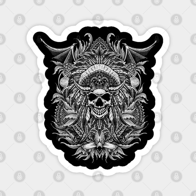 Indian Skull tribal art Magnet by Pixel Poetry