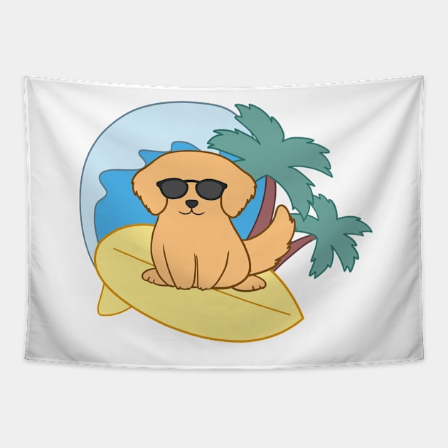 Dog at the beach Tapestry by BiscuitSnack