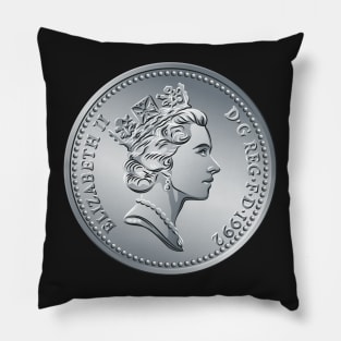 British coin 10 pence with Queen Elizabeth II Pillow