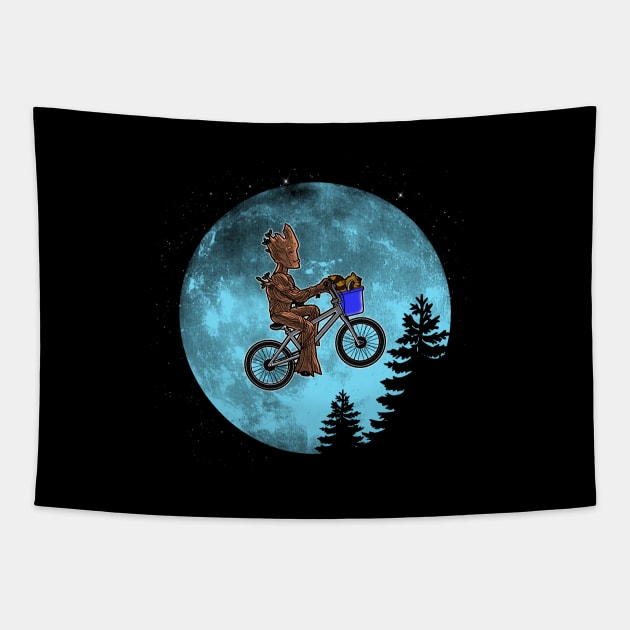 Funny E.T. Extraterrestrial Cute Guardian Superheroes 80's Retro Movie Parody Tapestry by BoggsNicolas