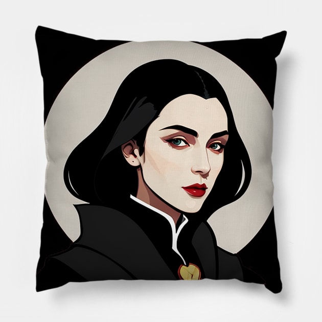 Vampire Woman Wearing Victorian Gothic Gear Pillow by CursedContent