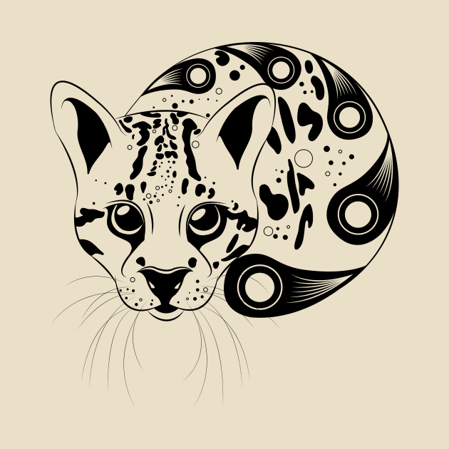 Ocelot Black Outline by astralprints