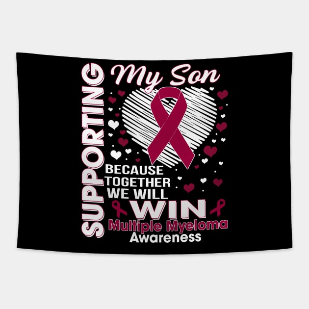 Supporting My Son - Multiple Myeloma Awareness, Burgundy Ribbon Tapestry by artbyhintze