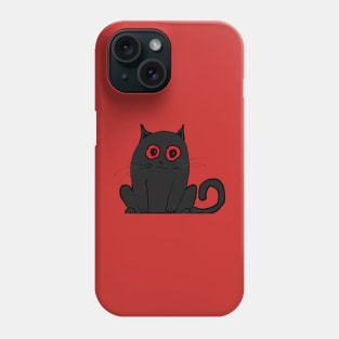 Anxious Sleepy Red Eyed Black Cat Halloween Design Phone Case