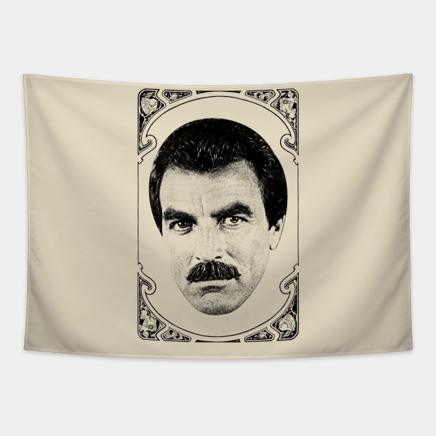 Tom Selleck 90s Aesthetic Design Tapestry by Knockbackhaunt