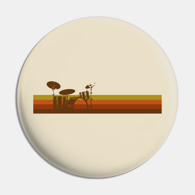 Drum Set Sunrise Silhouette - Vintage Tequila Pin by Music Bam International