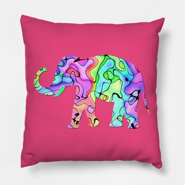 Art Squiggles Elephant Pillow by letnothingstopyou