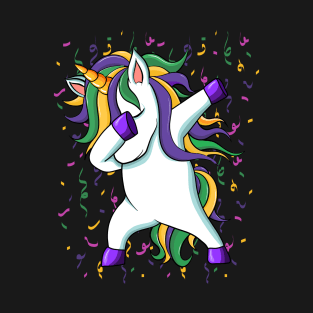 Dabbing Mardi Gras Unicorn Gift T-Shirt