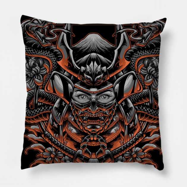 female samurai warrior Pillow by setiaoneart