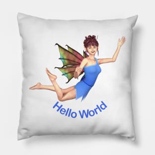 hello world elf fairy faerie flying on dragon wings newborn baby Pillow