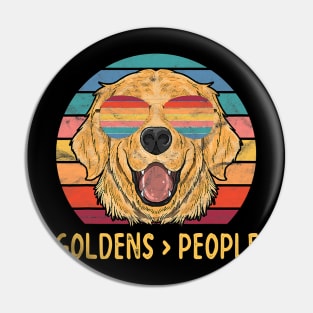 Golden Retrievers Over People Pin