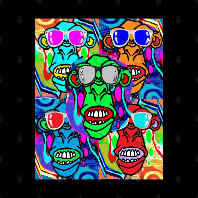 stranger Green Monkey with Grey Sunglasses by LowEndGraphics