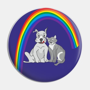 Dog Cat and rainbow Pin