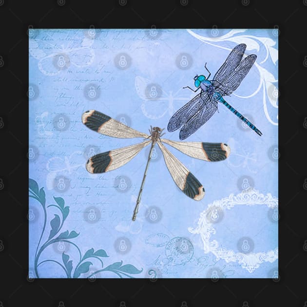 Dragonfly Cute Blue,Teal Floral Dragonflies & Butterflies  Hippie BOHO Style Dragonflies Nature Gift Products by tamdevo1