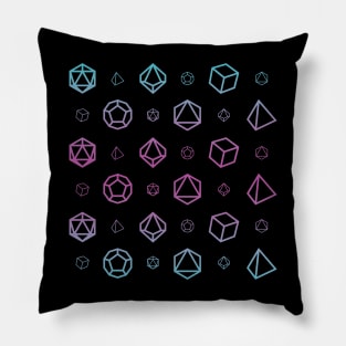 RPG Dice Set Pattern - Pink & Blue Neon Gradient Pillow