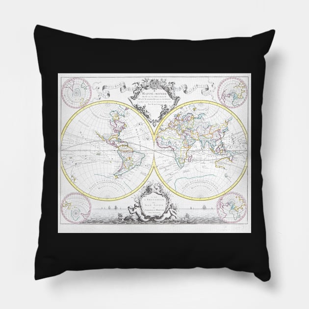 World map wall art 1665 dorm decor mappemonde Art Print Pillow by FrenchPrinting