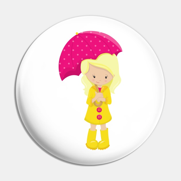 Girl In Raincoat, Girl With Umbrella, Blonde Hair Pin by Jelena Dunčević