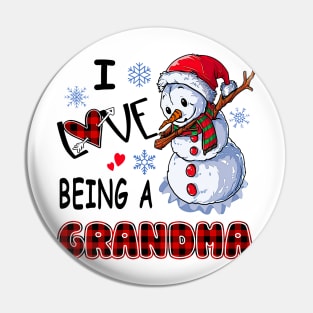 Chirstmas Snowman I Love Being A Grandma Pin