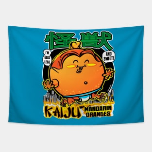 Kaiju Mandarin Orange Cartoon Tapestry