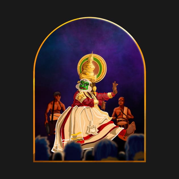 Kathakali Night - Golden Frame by deb draws