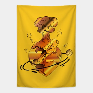 Gold Atomic Heart Tapestry