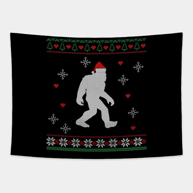 Bigfoot Ugly Christmas Xmas Gift Sasquatch Tapestry by Dr_Squirrel
