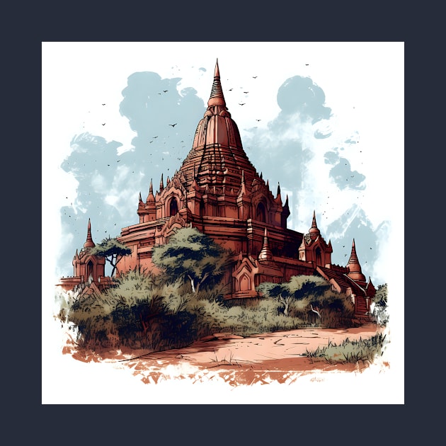 Handsome illustration of Bagan, Myanmar by KOTYA